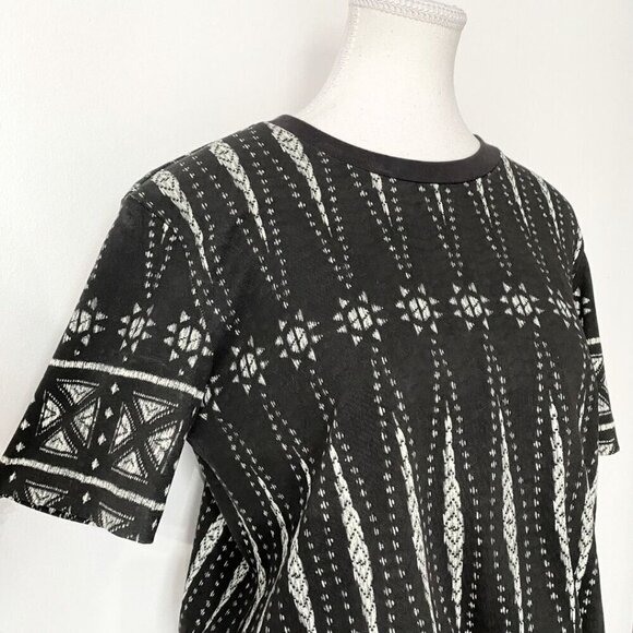 TORY BURCH GREY WHITE BOLOGAN GEO PATTERN PIMA COTTON DRAWSTRING UTILITY DRESS - Picture 4 of 8